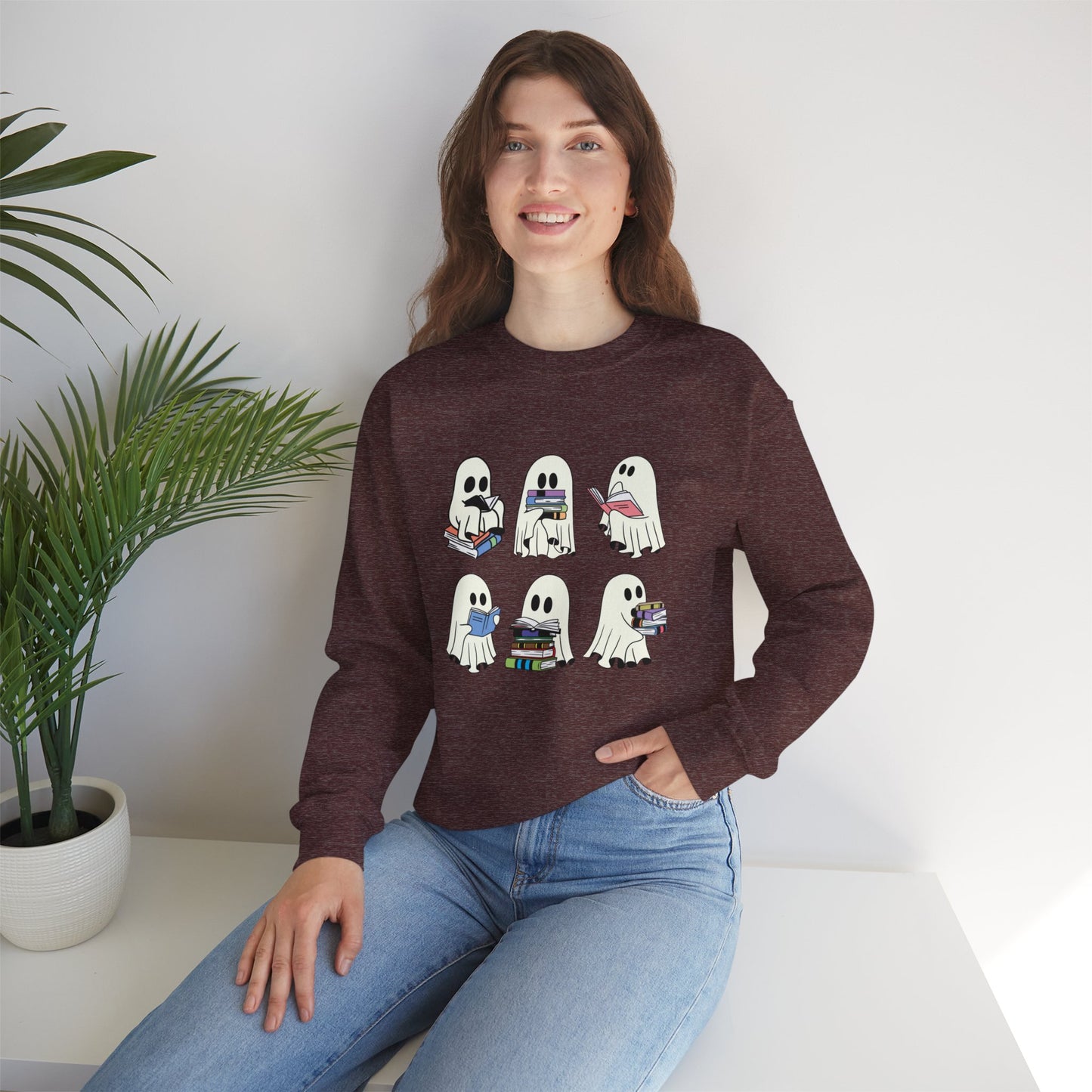Ghost Reading Books Sweater, Bookish Halloween Sweatshirt, Halloween Teacher Gift, Librarian Halloween Sweatshirt, Ghost Crewneck