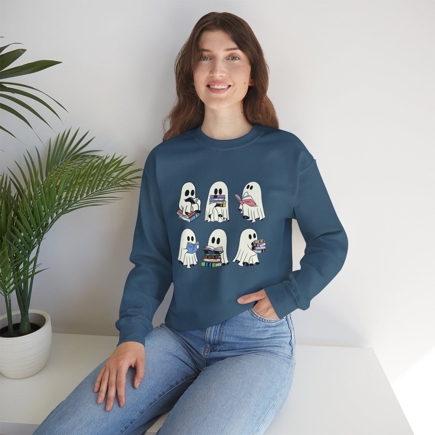 Ghost Reading Books Sweater, Bookish Halloween Sweatshirt, Halloween Teacher Gift, Librarian Halloween Sweatshirt, Ghost Crewneck