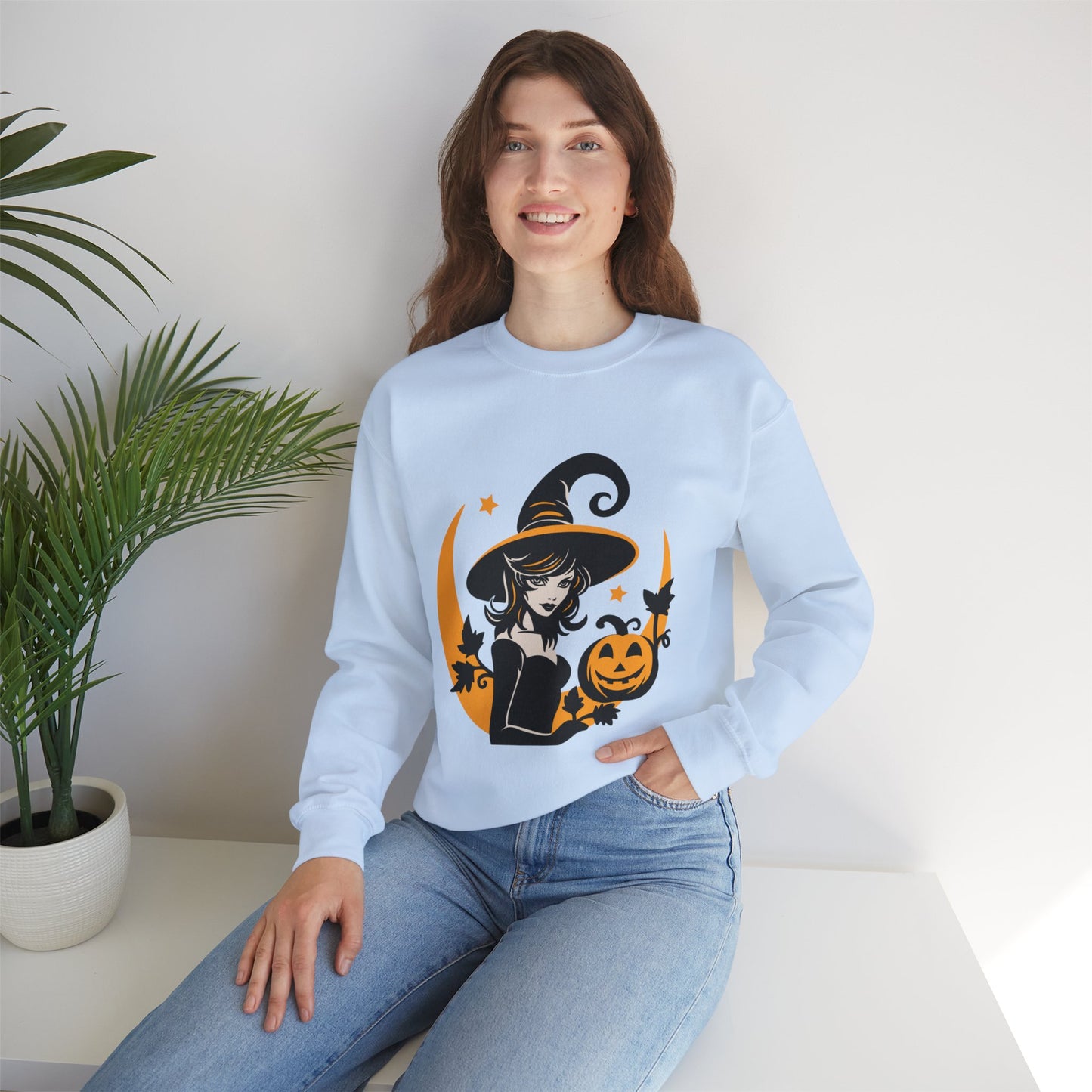 Witch Sweatshirt, Halloween Long Sleeve Sweatshirt Perfect for Fall/Winter