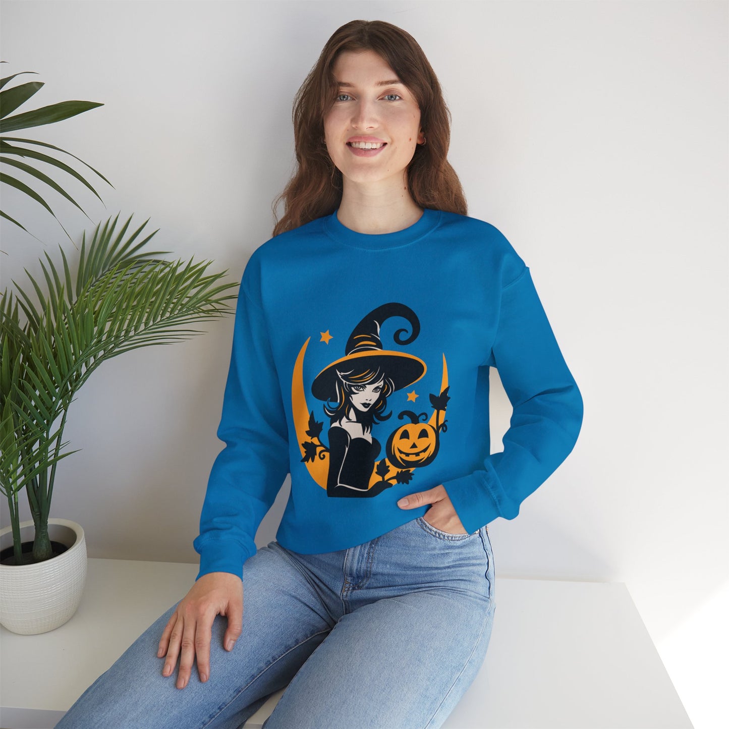 Witch Sweatshirt, Halloween Long Sleeve Sweatshirt Perfect for Fall/Winter