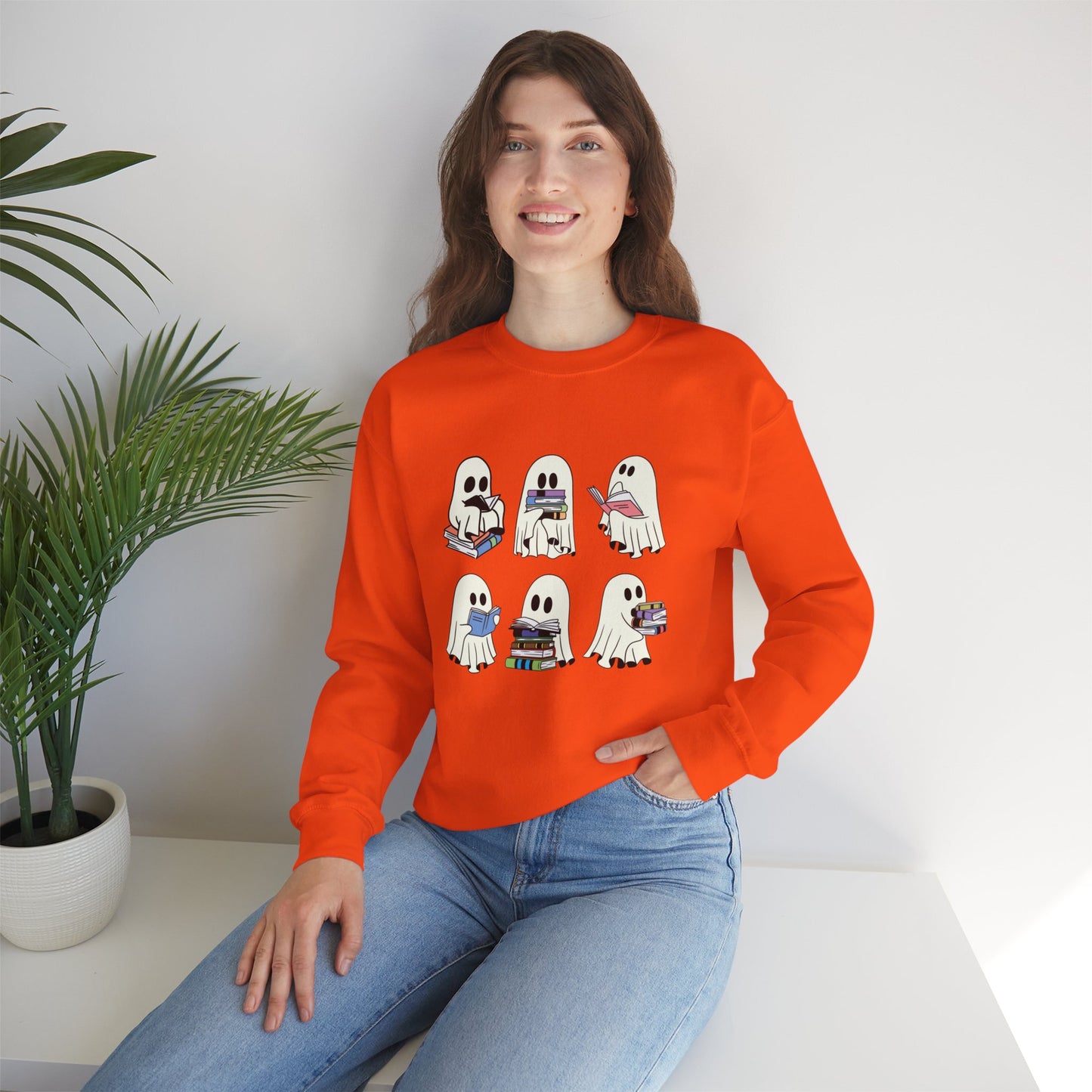 Ghost Reading Books Sweater, Bookish Halloween Sweatshirt, Halloween Teacher Gift, Librarian Halloween Sweatshirt, Ghost Crewneck