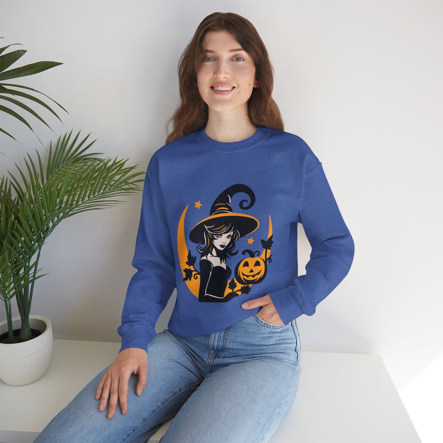 Witch Sweatshirt, Halloween Long Sleeve Sweatshirt Perfect for Fall/Winter