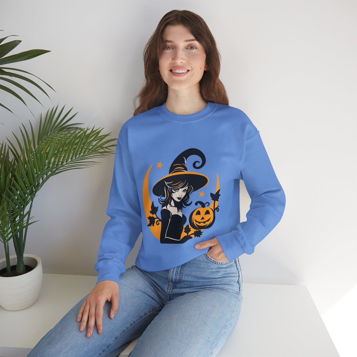 Witch Sweatshirt, Halloween Long Sleeve Sweatshirt Perfect for Fall/Winter