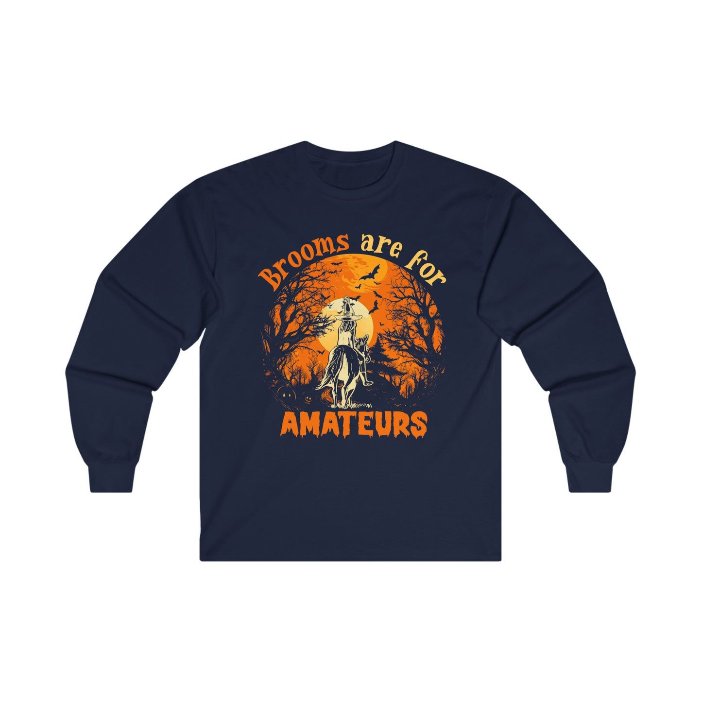 Halloween Witch Riding Thru The Night Long Sleeve Tee
