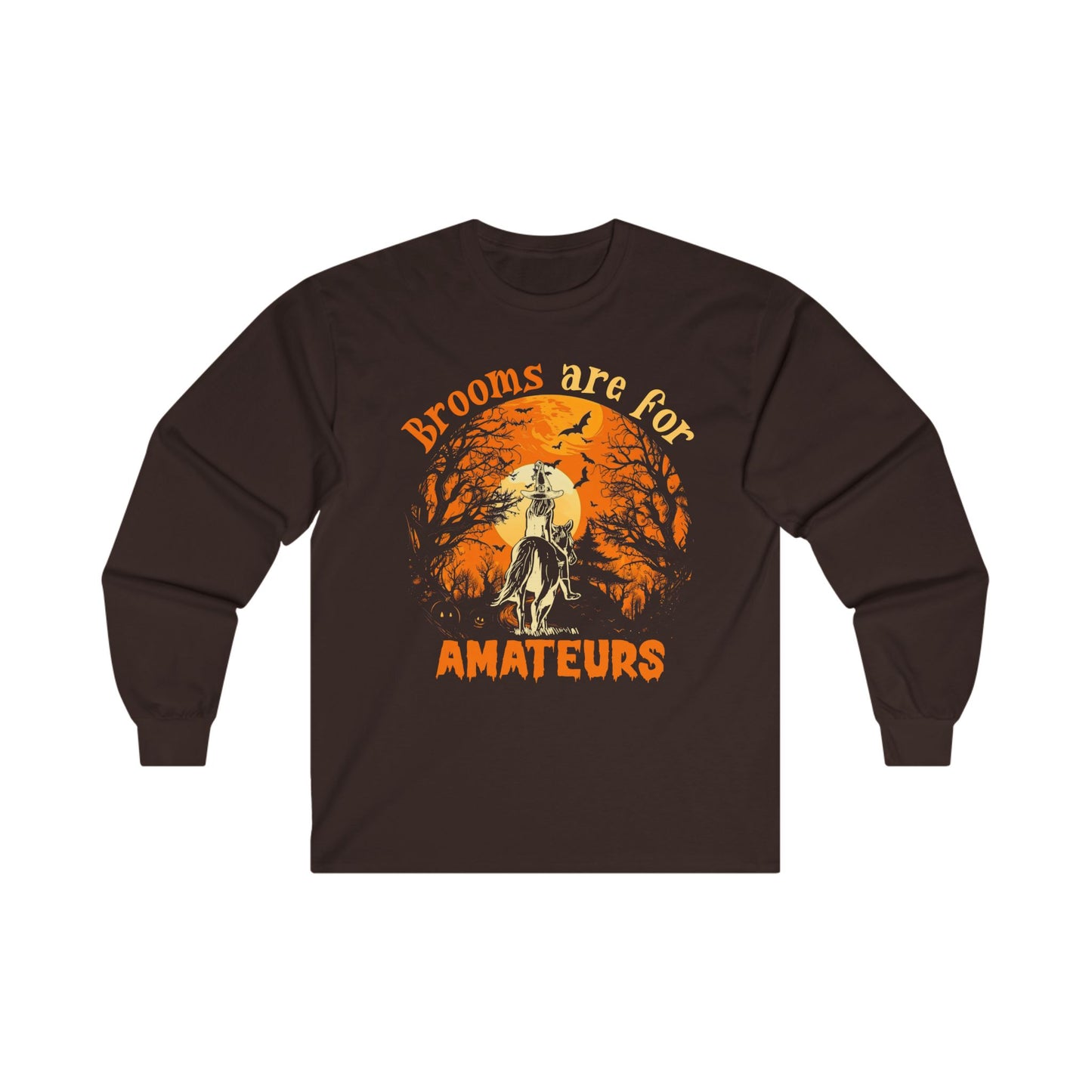 Halloween Witch Riding Thru The Night Long Sleeve Tee