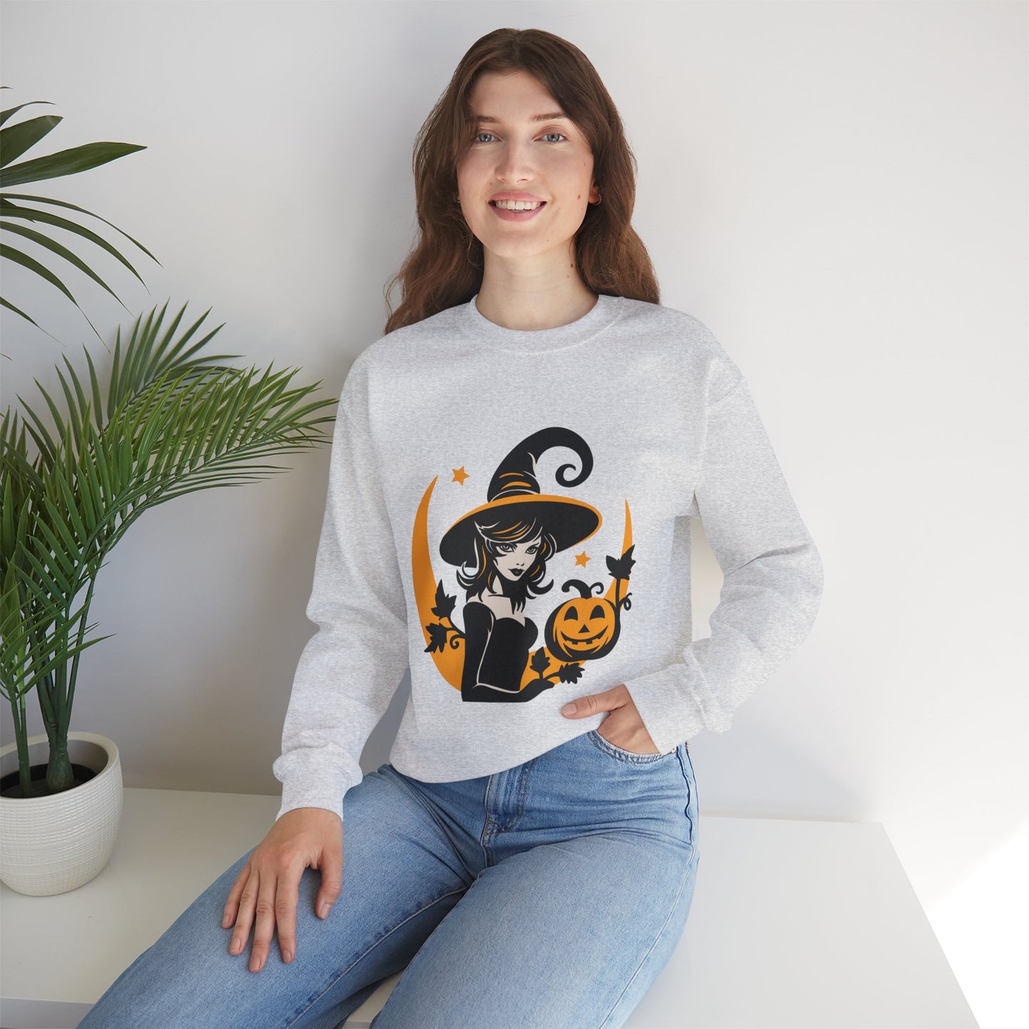Witch Sweatshirt, Halloween Long Sleeve Sweatshirt Perfect for Fall/Winter