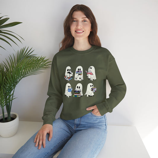 Ghost Reading Books Sweater, Bookish Halloween Sweatshirt, Halloween Teacher Gift, Librarian Halloween Sweatshirt, Ghost Crewneck