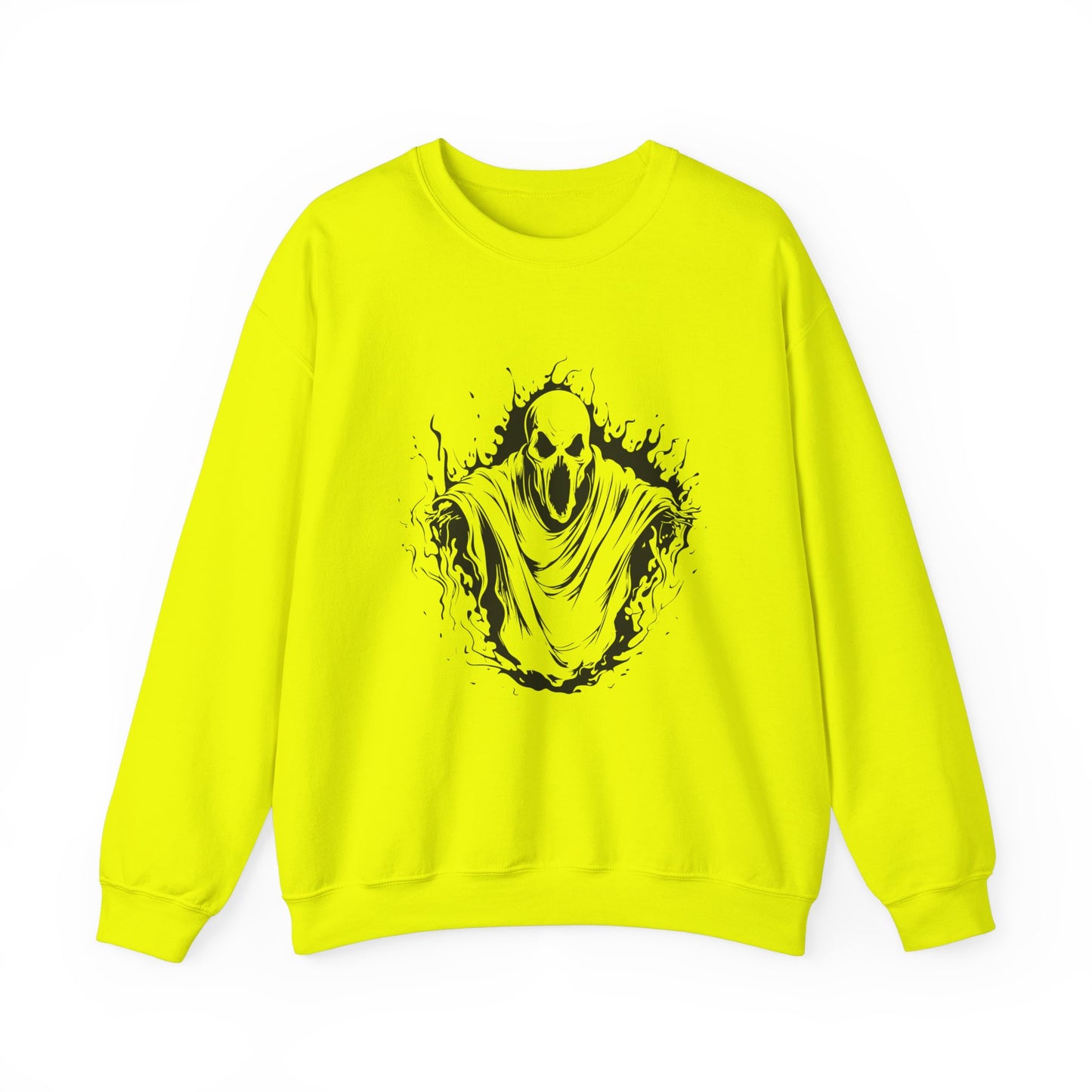 Spooky Ghost Print Crew Neck, Long Sleeve Sweatshirt Perfect for Fall/Winter
