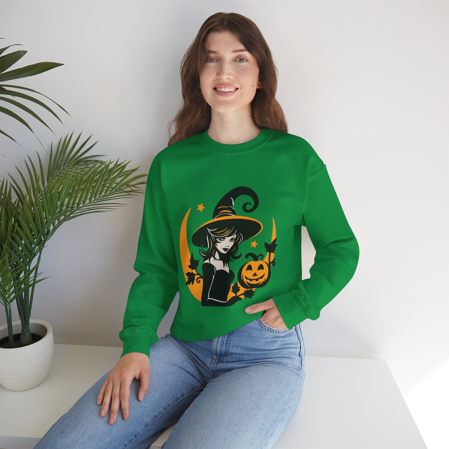 Witch Sweatshirt, Halloween Long Sleeve Sweatshirt Perfect for Fall/Winter