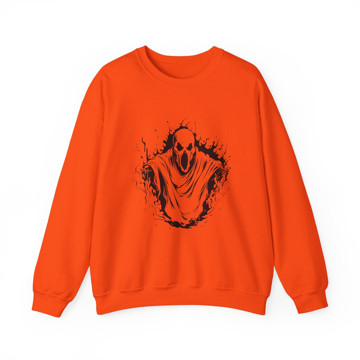 Spooky Ghost Print Crew Neck, Long Sleeve Sweatshirt Perfect for Fall/Winter