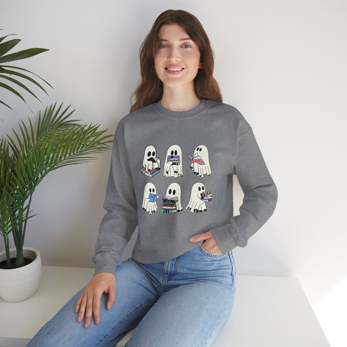 Ghost Reading Books Sweater, Bookish Halloween Sweatshirt, Halloween Teacher Gift, Librarian Halloween Sweatshirt, Ghost Crewneck