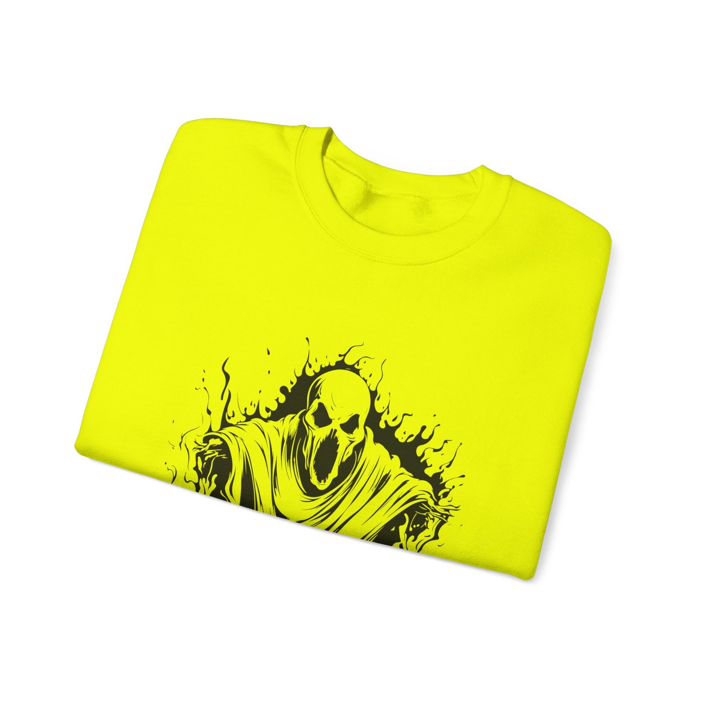 Spooky Ghost Print Crew Neck, Long Sleeve Sweatshirt Perfect for Fall/Winter