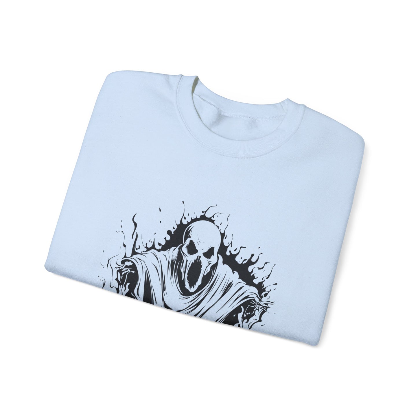 Spooky Ghost Print Crew Neck, Long Sleeve Sweatshirt Perfect for Fall/Winter