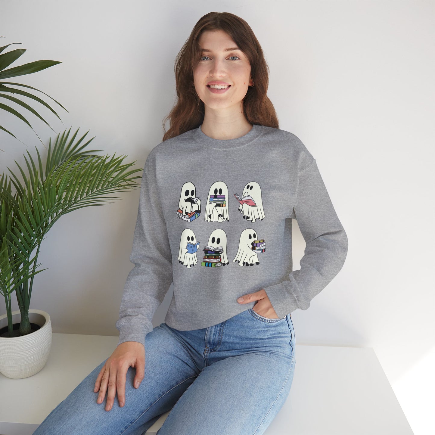 Ghost Reading Books Sweater, Bookish Halloween Sweatshirt, Halloween Teacher Gift, Librarian Halloween Sweatshirt, Ghost Crewneck