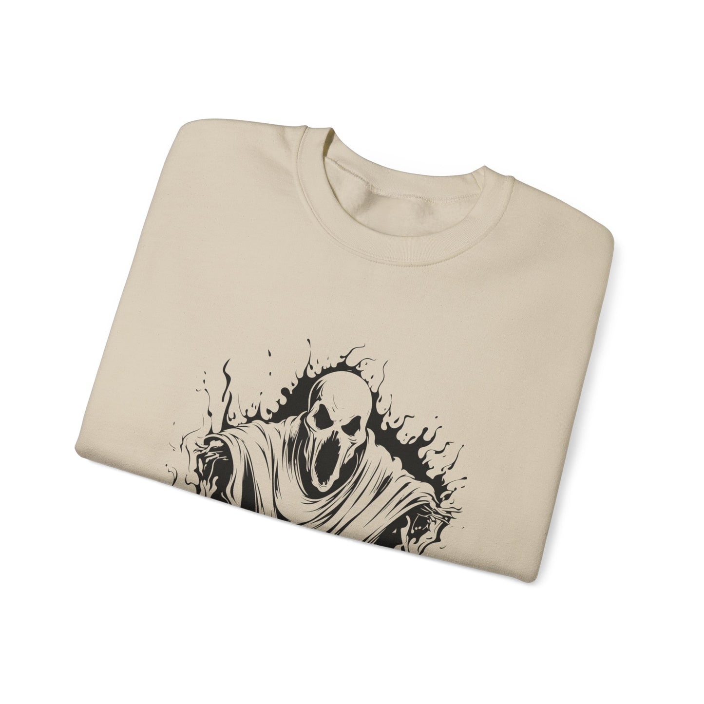 Spooky Ghost Print Crew Neck, Long Sleeve Sweatshirt Perfect for Fall/Winter