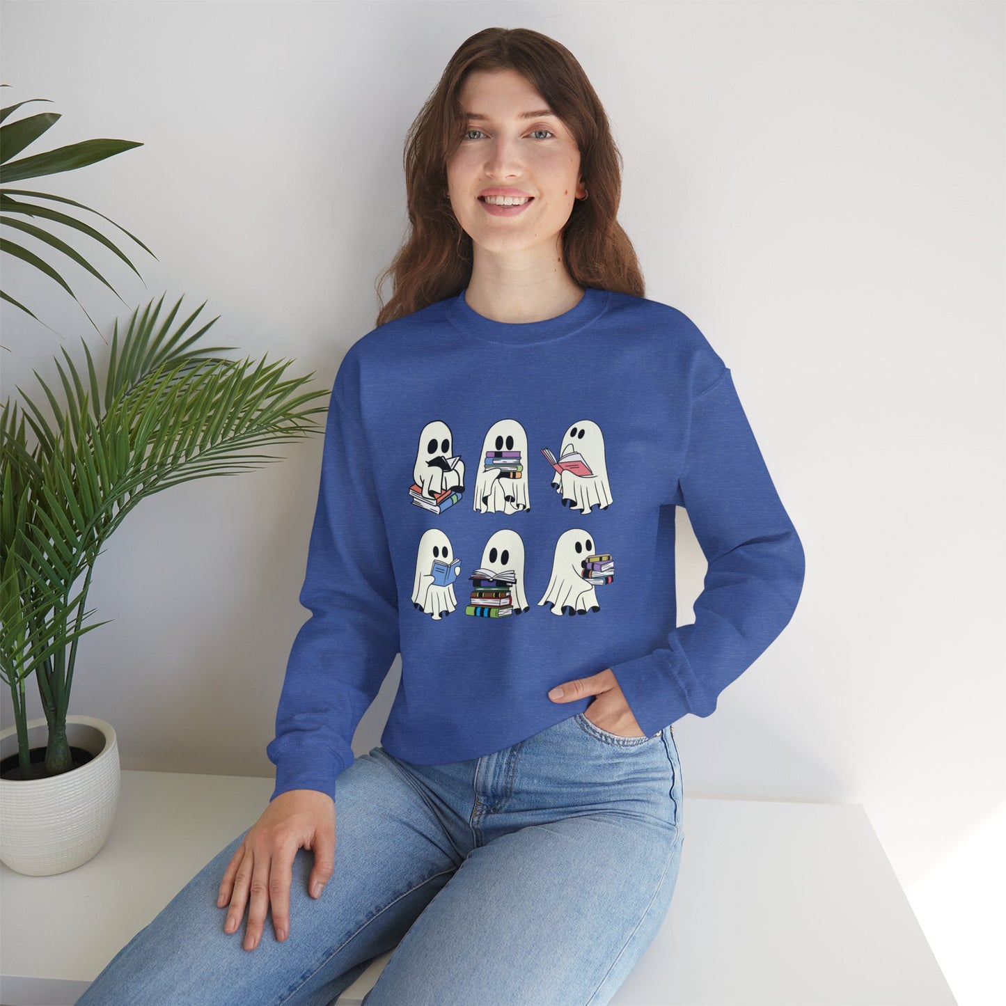 Ghost Reading Books Sweater, Bookish Halloween Sweatshirt, Halloween Teacher Gift, Librarian Halloween Sweatshirt, Ghost Crewneck