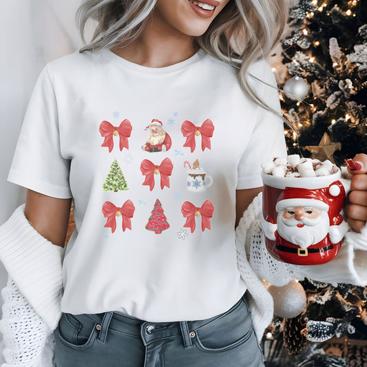 Festive Christmas Coquette Bow T-Shirt