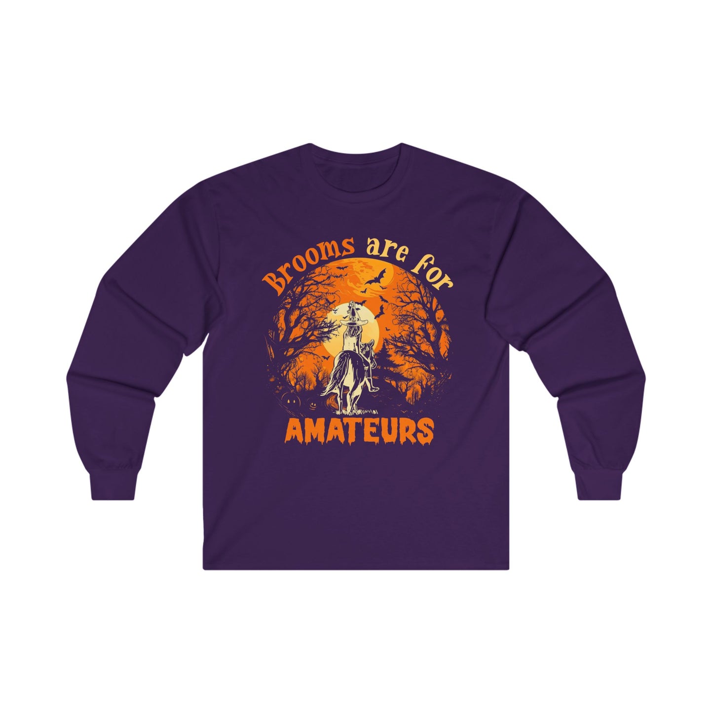 Halloween Witch Riding Thru The Night Long Sleeve Tee