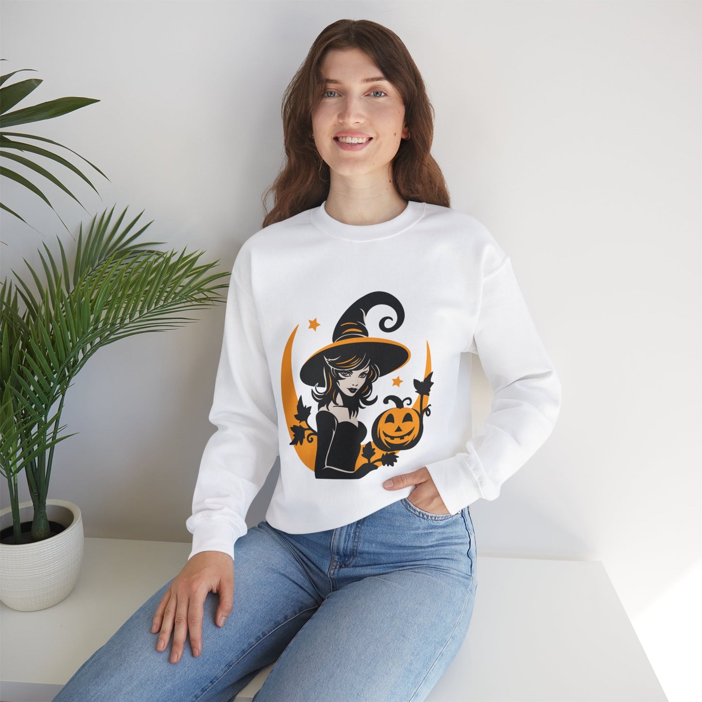 Witch Sweatshirt, Halloween Long Sleeve Sweatshirt Perfect for Fall/Winter
