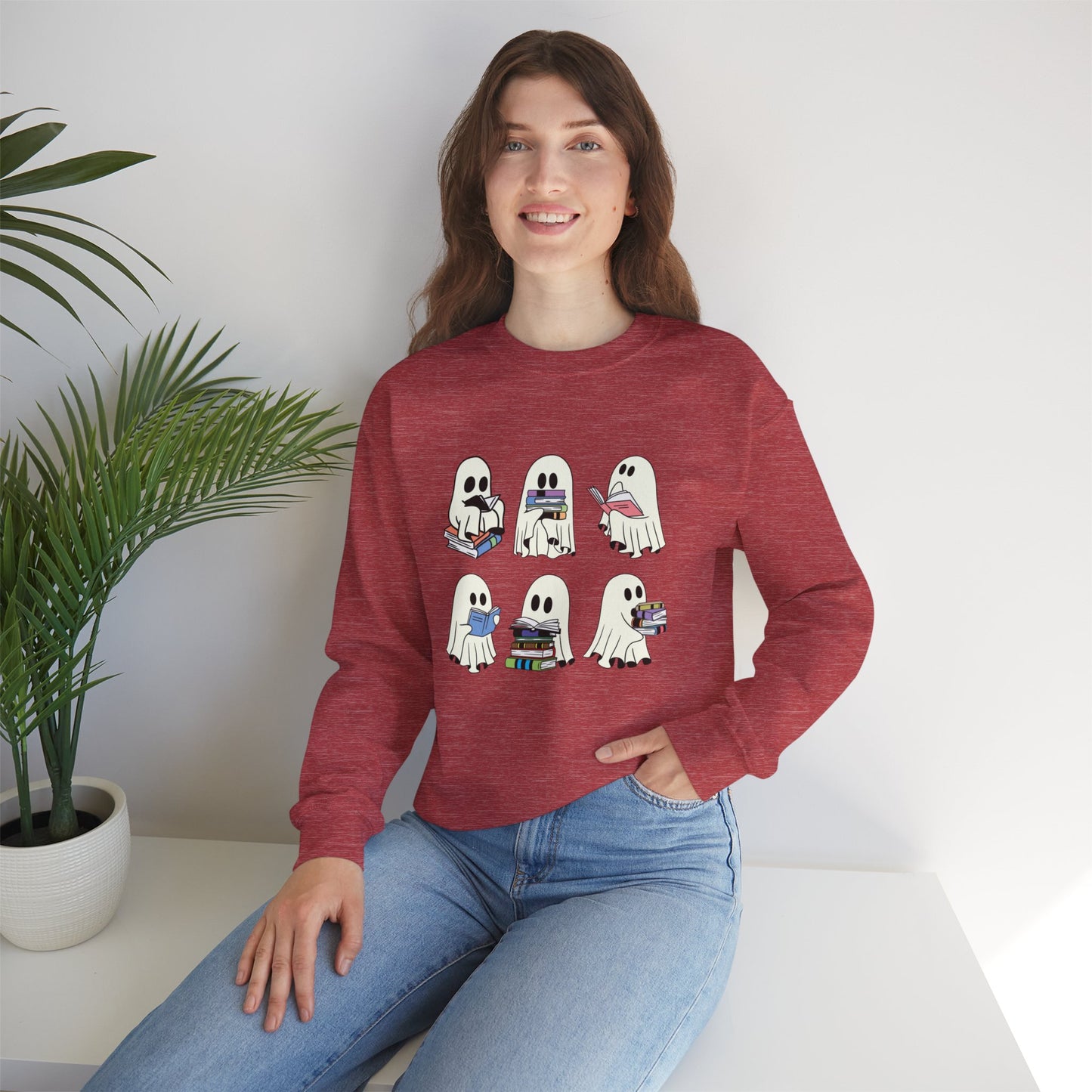 Ghost Reading Books Sweater, Bookish Halloween Sweatshirt, Halloween Teacher Gift, Librarian Halloween Sweatshirt, Ghost Crewneck