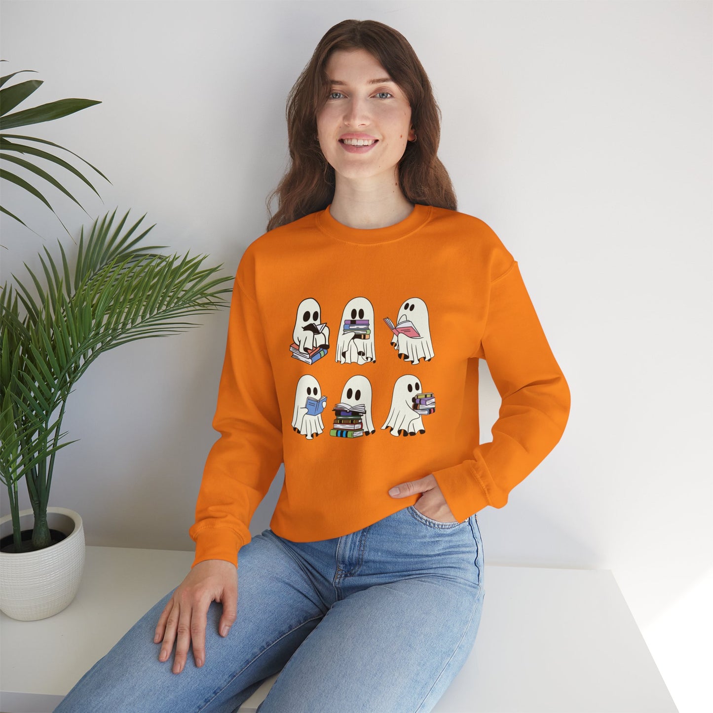 Ghost Reading Books Sweater, Bookish Halloween Sweatshirt, Halloween Teacher Gift, Librarian Halloween Sweatshirt, Ghost Crewneck