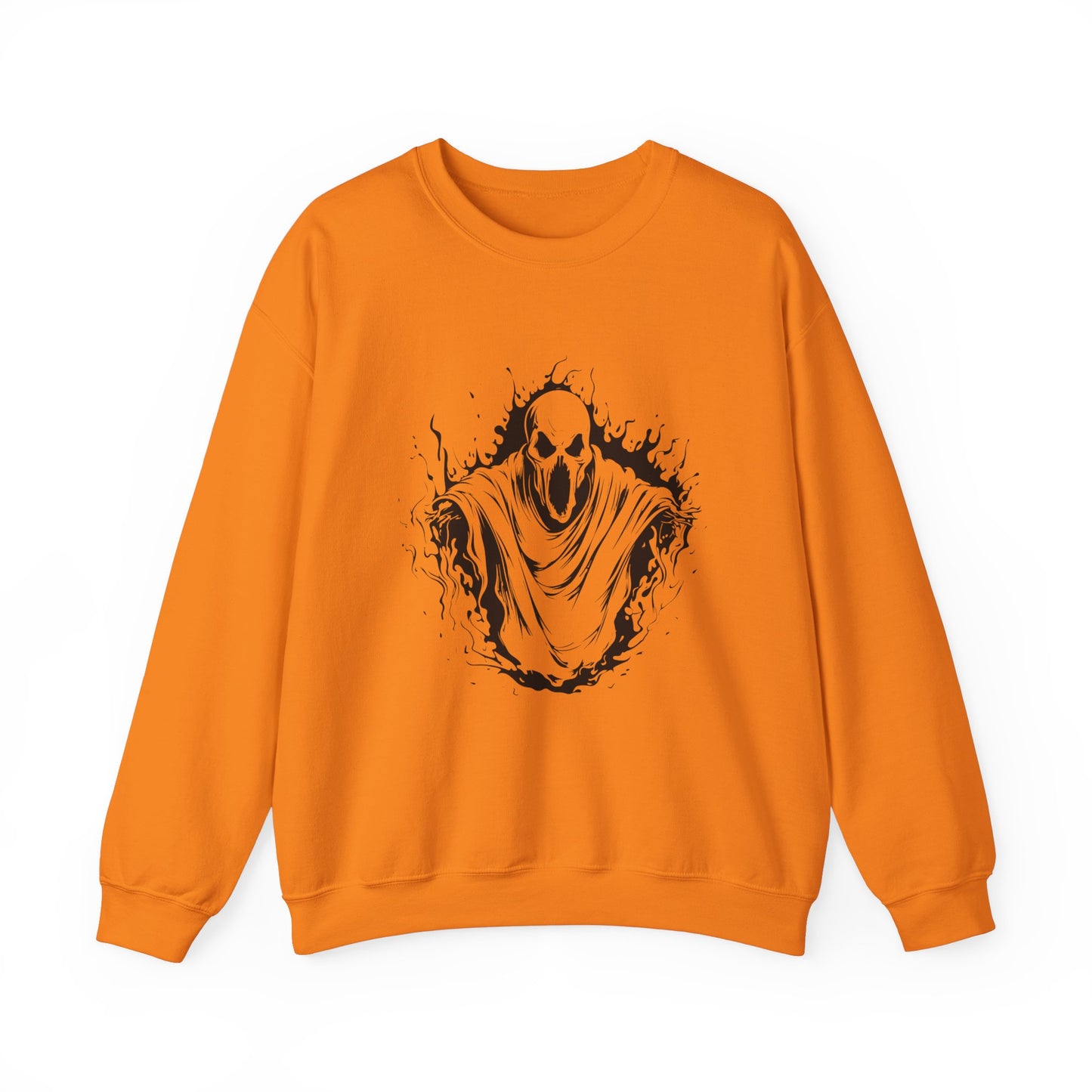 Spooky Ghost Print Crew Neck, Long Sleeve Sweatshirt Perfect for Fall/Winter