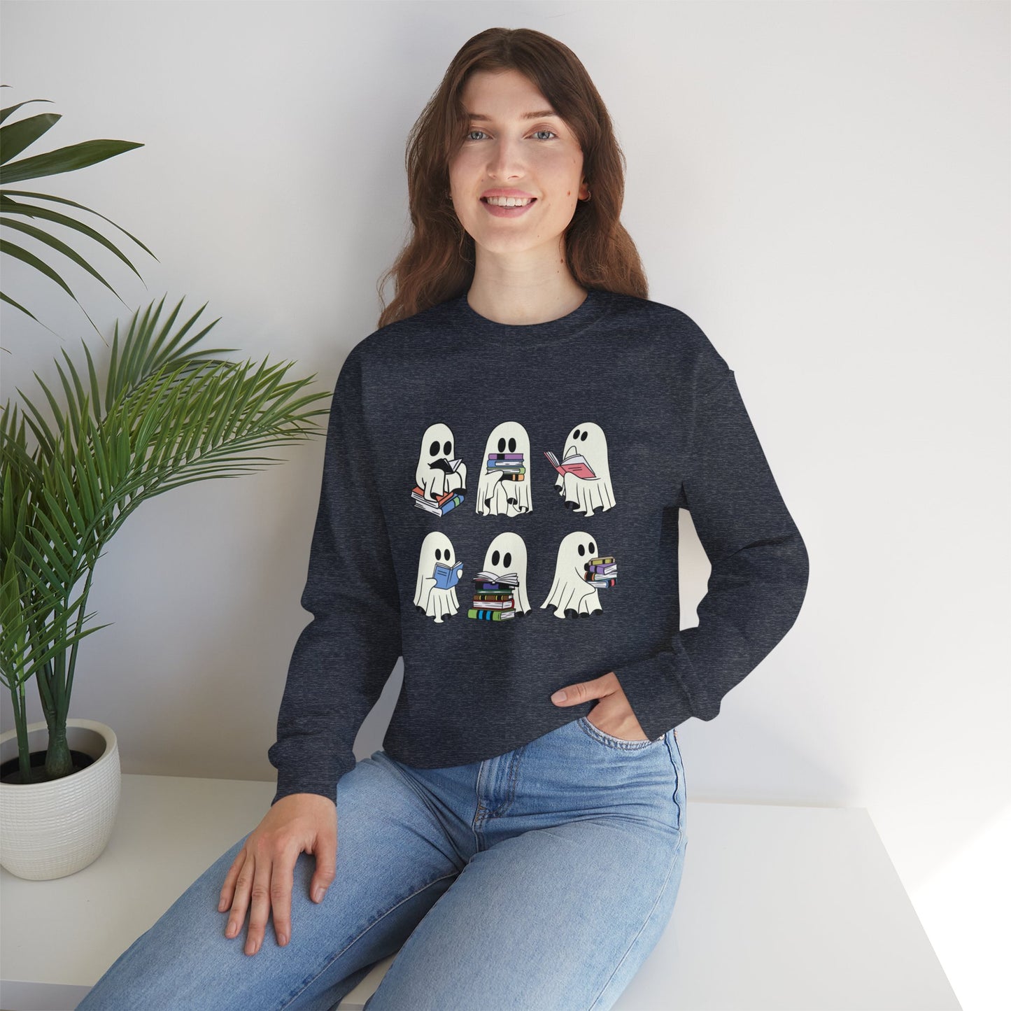Ghost Reading Books Sweater, Bookish Halloween Sweatshirt, Halloween Teacher Gift, Librarian Halloween Sweatshirt, Ghost Crewneck