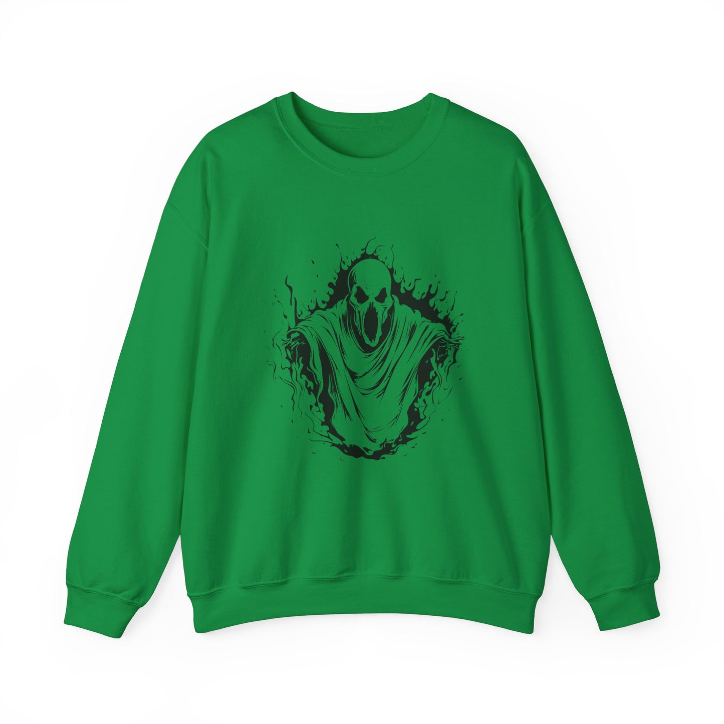 Spooky Ghost Print Crew Neck, Long Sleeve Sweatshirt Perfect for Fall/Winter