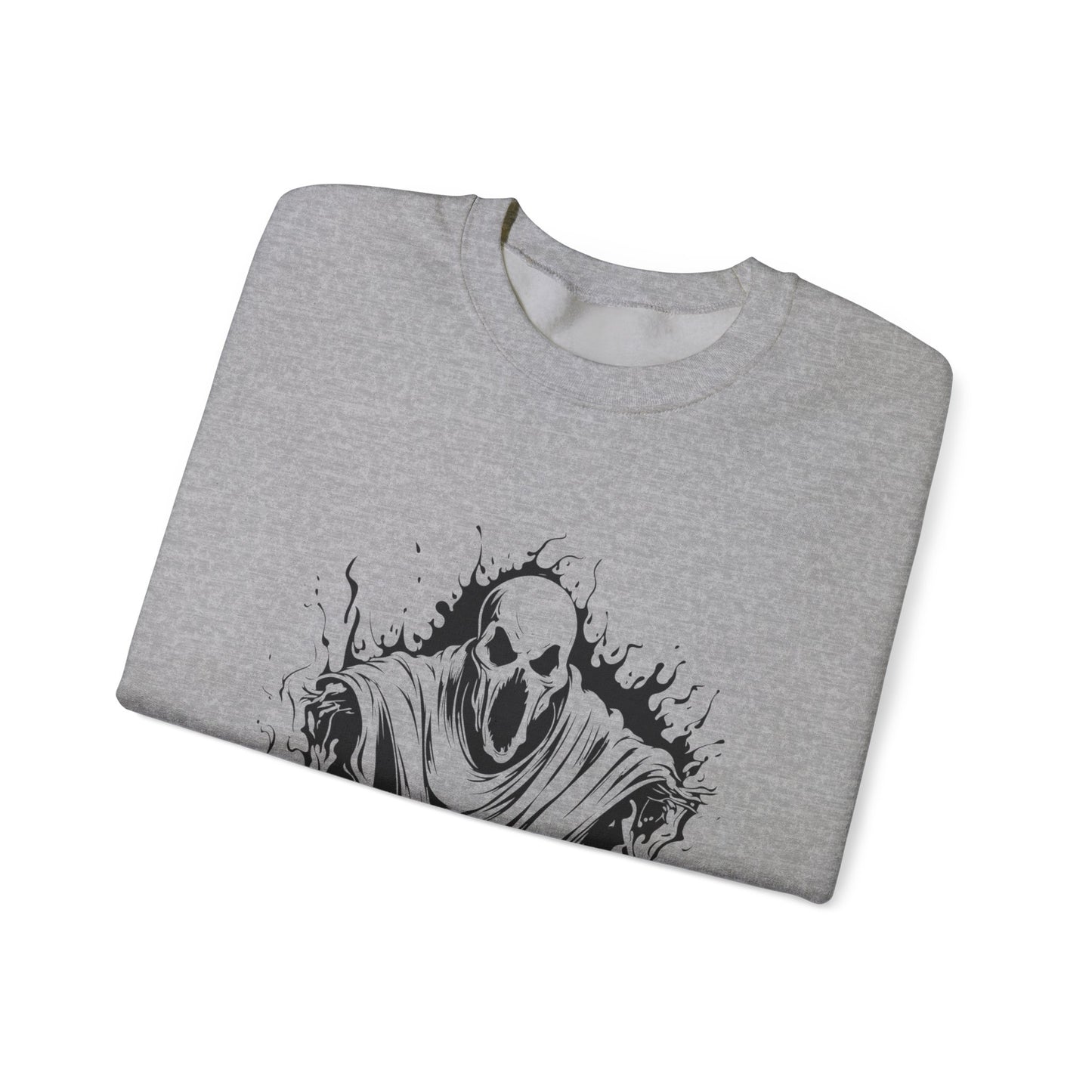 Spooky Ghost Print Crew Neck, Long Sleeve Sweatshirt Perfect for Fall/Winter
