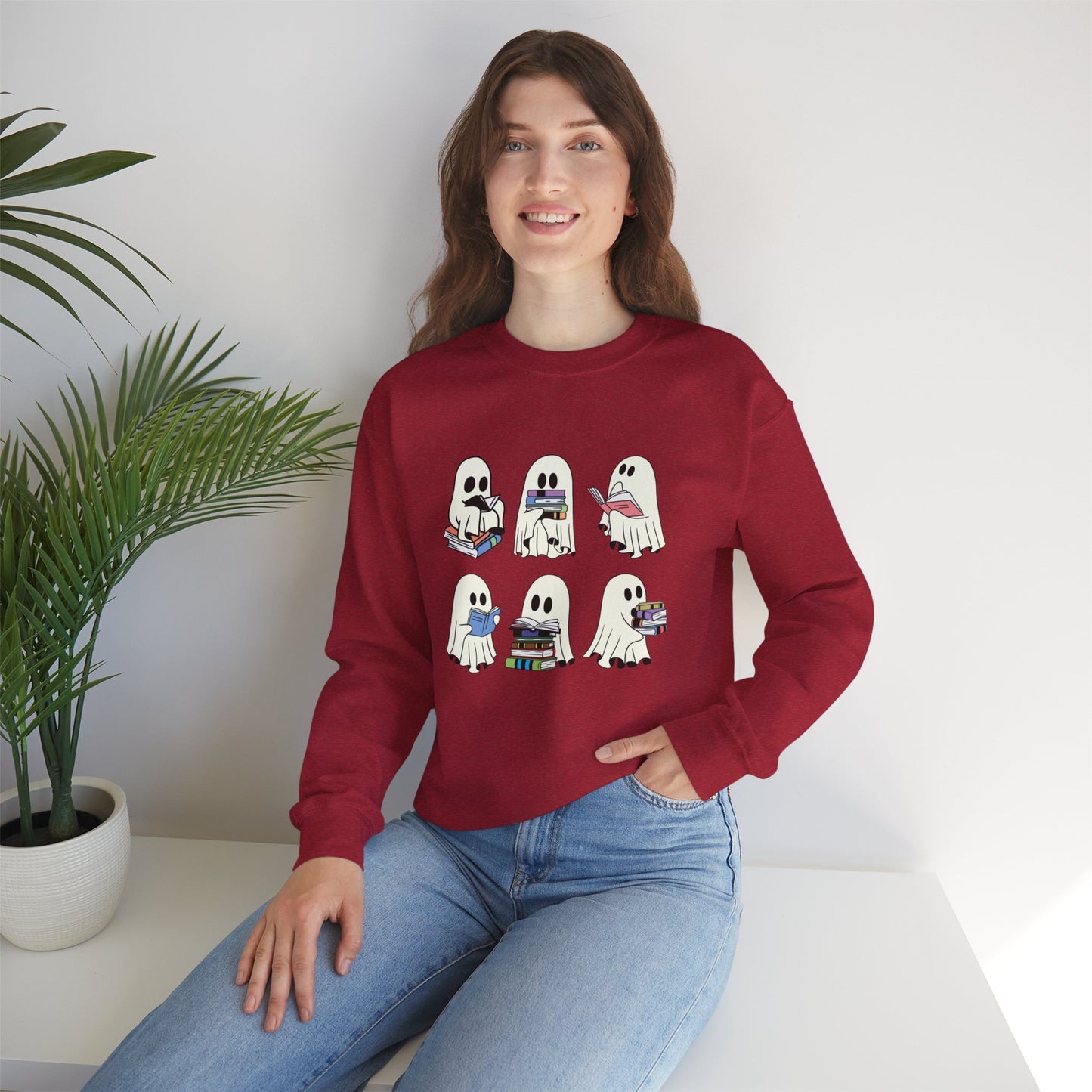 Ghost Reading Books Sweater, Bookish Halloween Sweatshirt, Halloween Teacher Gift, Librarian Halloween Sweatshirt, Ghost Crewneck