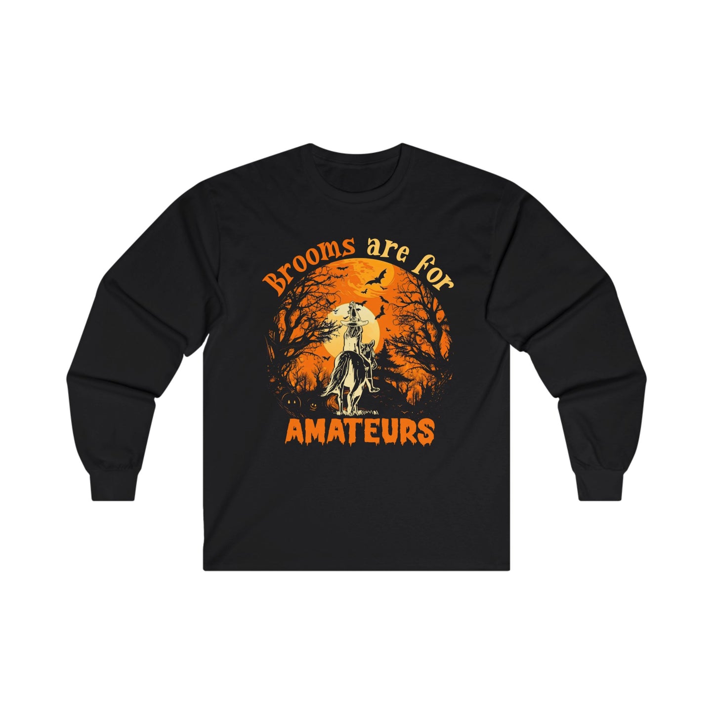 Halloween Witch Riding Thru The Night Long Sleeve Tee