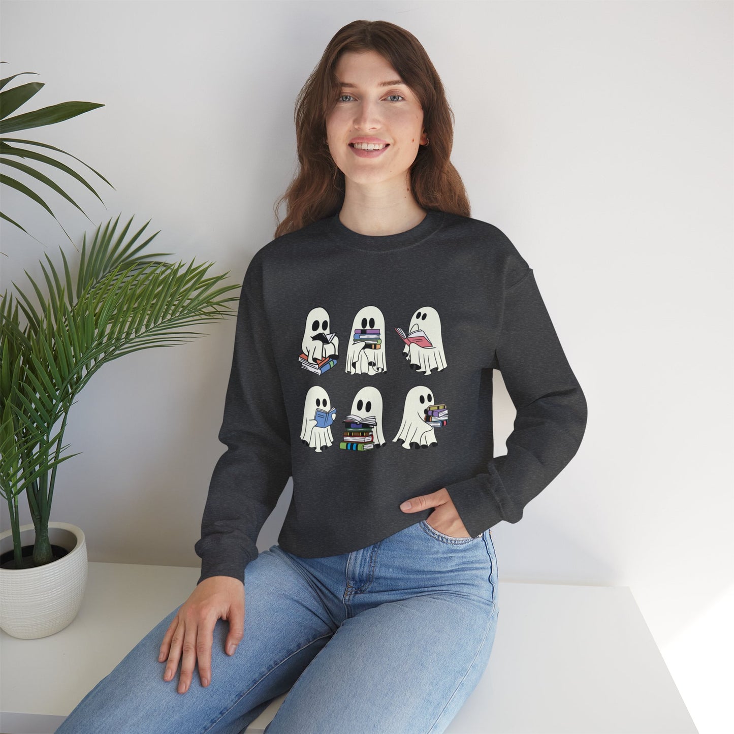 Ghost Reading Books Sweater, Bookish Halloween Sweatshirt, Halloween Teacher Gift, Librarian Halloween Sweatshirt, Ghost Crewneck