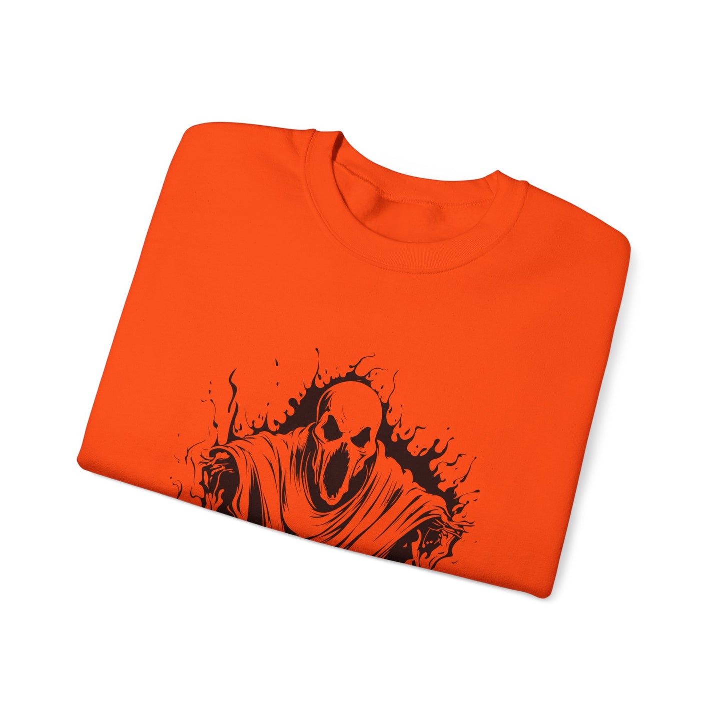 Spooky Ghost Print Crew Neck, Long Sleeve Sweatshirt Perfect for Fall/Winter