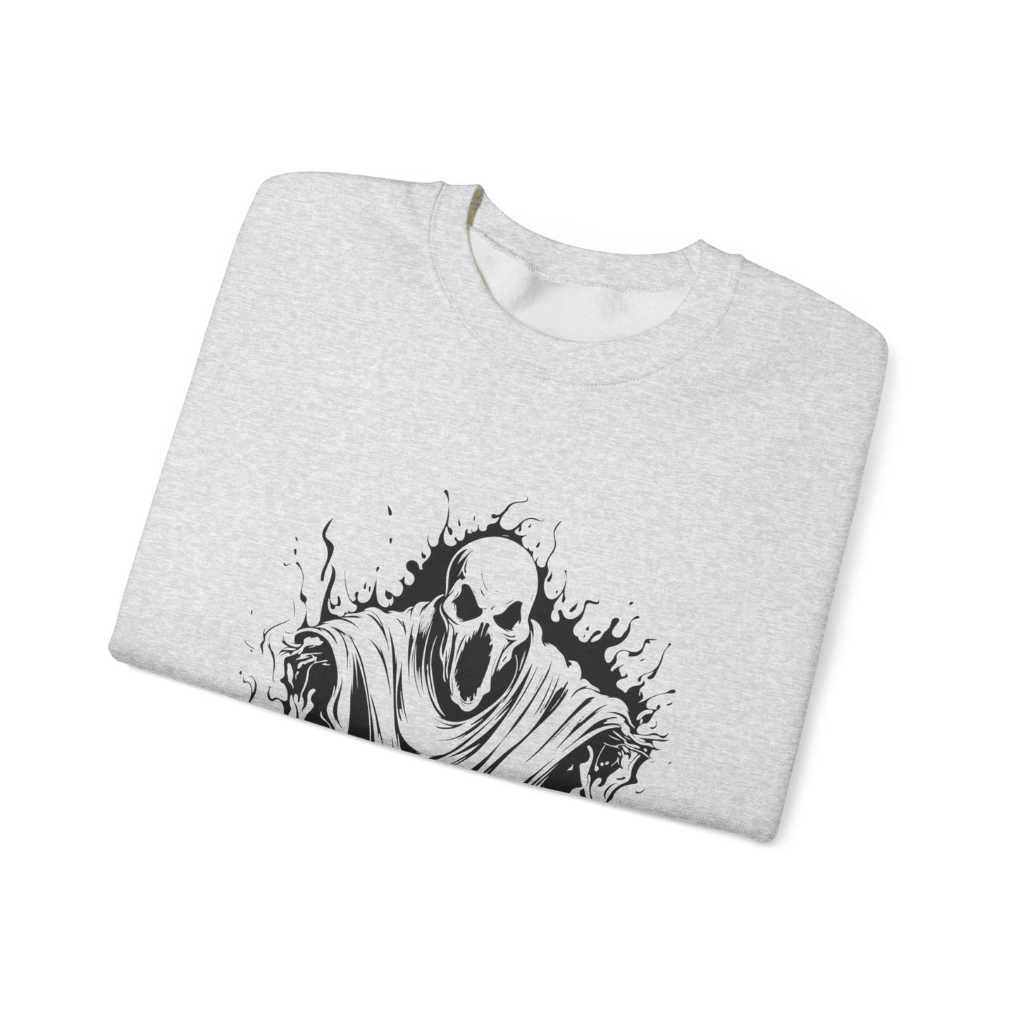 Spooky Ghost Print Crew Neck, Long Sleeve Sweatshirt Perfect for Fall/Winter