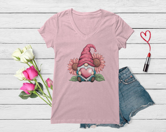 Valentine Gnome V-Neck T-Shirt